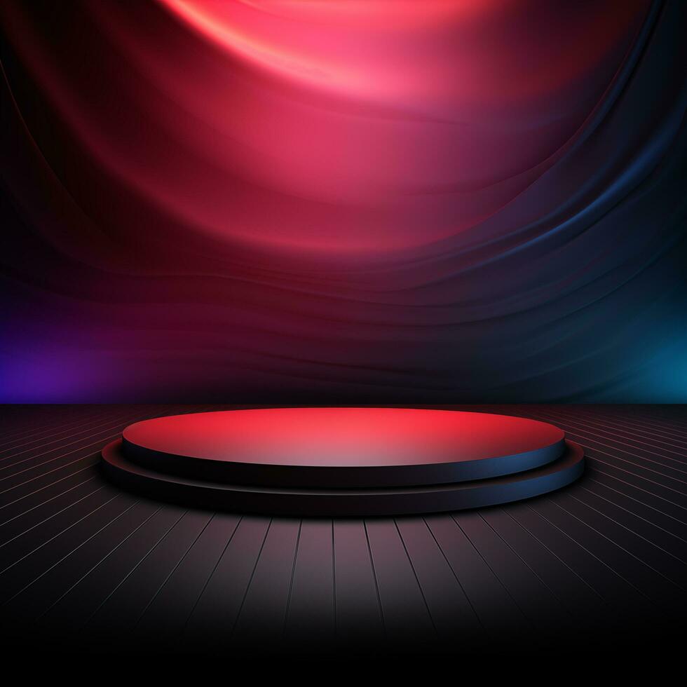 AI generated subtle dark gradient background with floor and a stage for product placement AI Generative photo