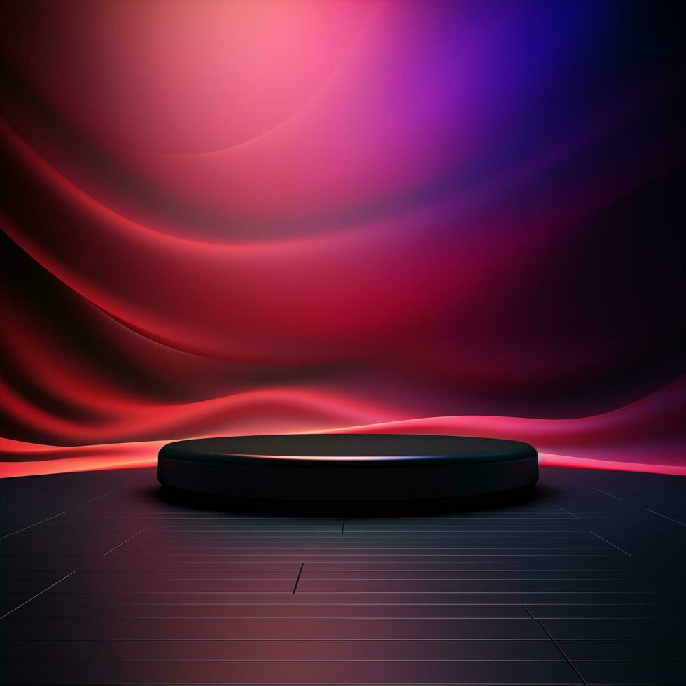AI generated subtle dark gradient background with floor and a stage for product placement AI Generative photo