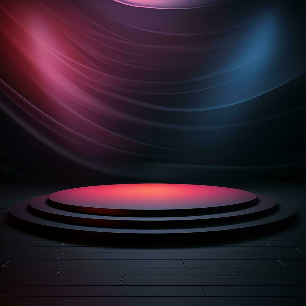 AI generated subtle dark gradient background with floor and a stage for product placement AI Generative photo