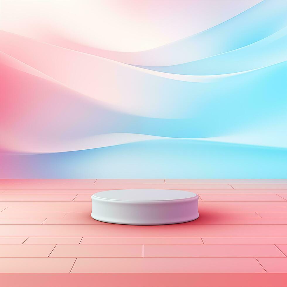 AI generated subtle pink gradient background with floor and a white podium for product mockup AI Generative photo