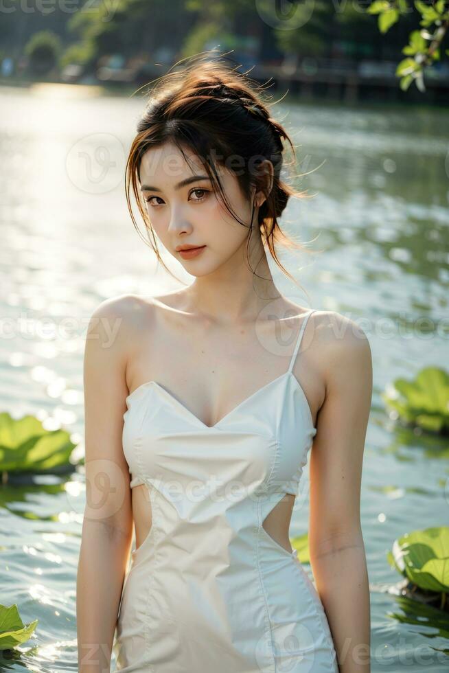 AI generated AI Generative Close up of a beautiful girl photo