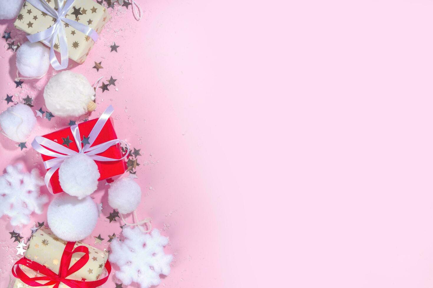 Beautiful Christmas Background, balls and glitter, Awesome decoration photo