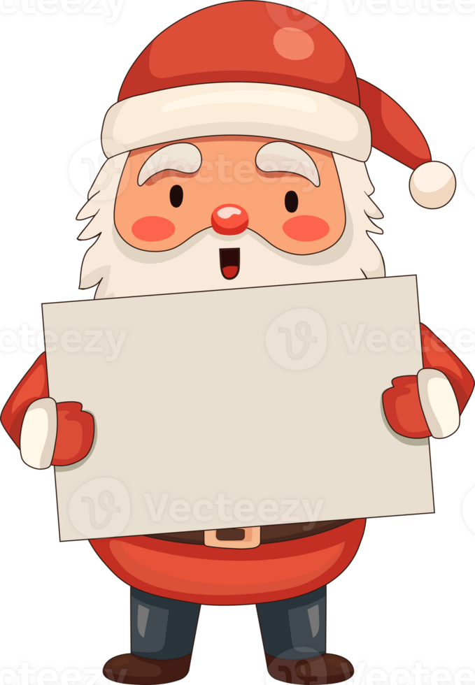 Cute Santa Claus cartoon character flat design clipart, PNG file no background