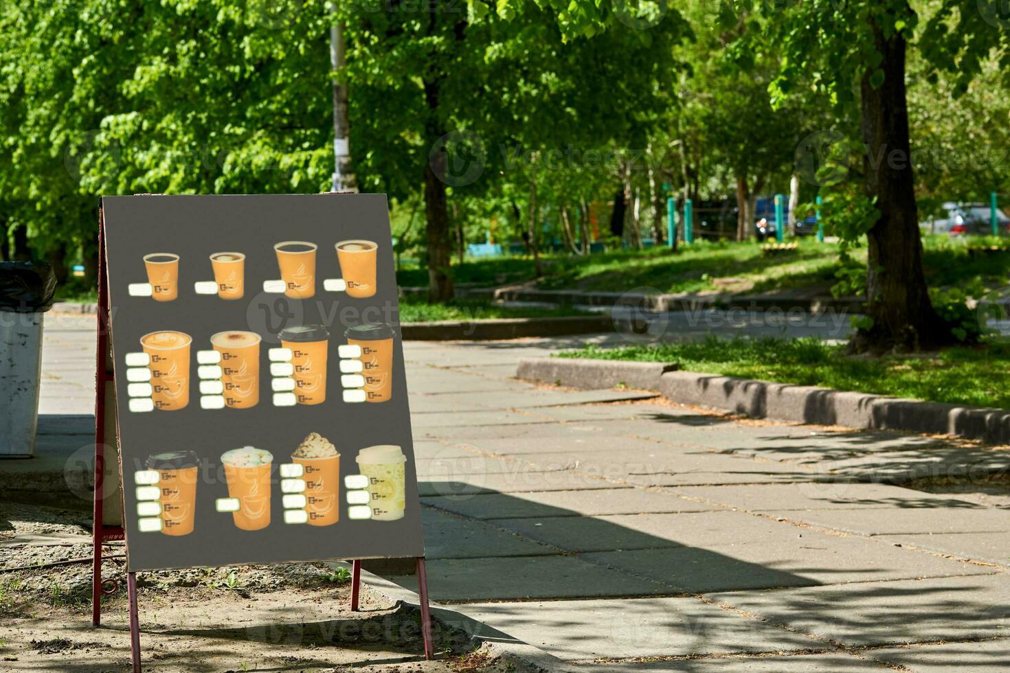 Billboard with hot and cold drinks on a summer street photo