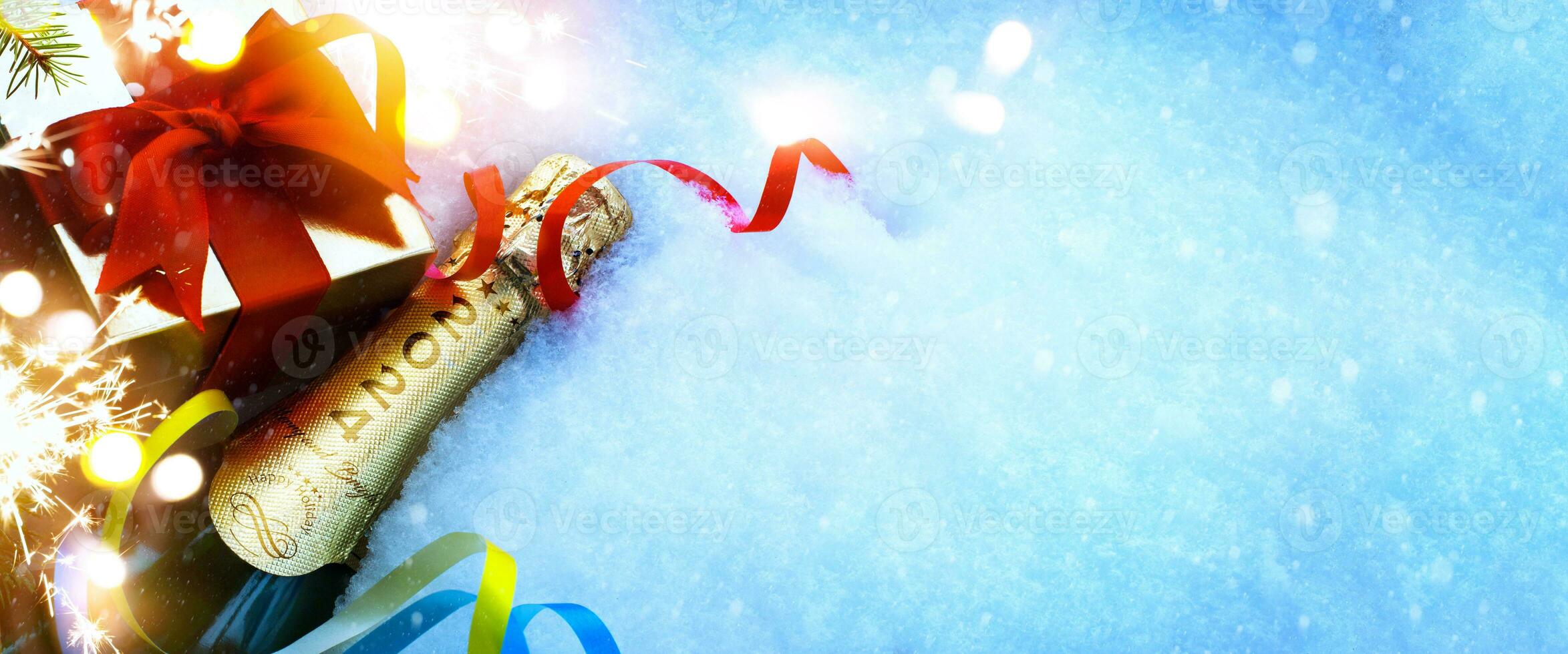 art Christmas or 2024 New Year's party invite, greeting card or banner design photo