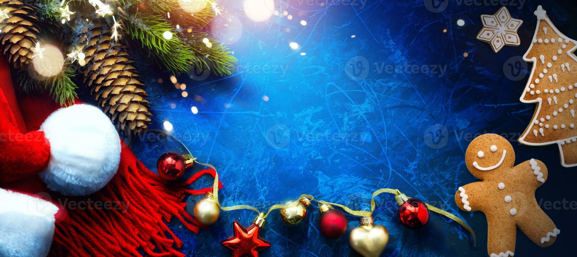 Art Merry Christmas and Happy New Year greeting card or banner background photo