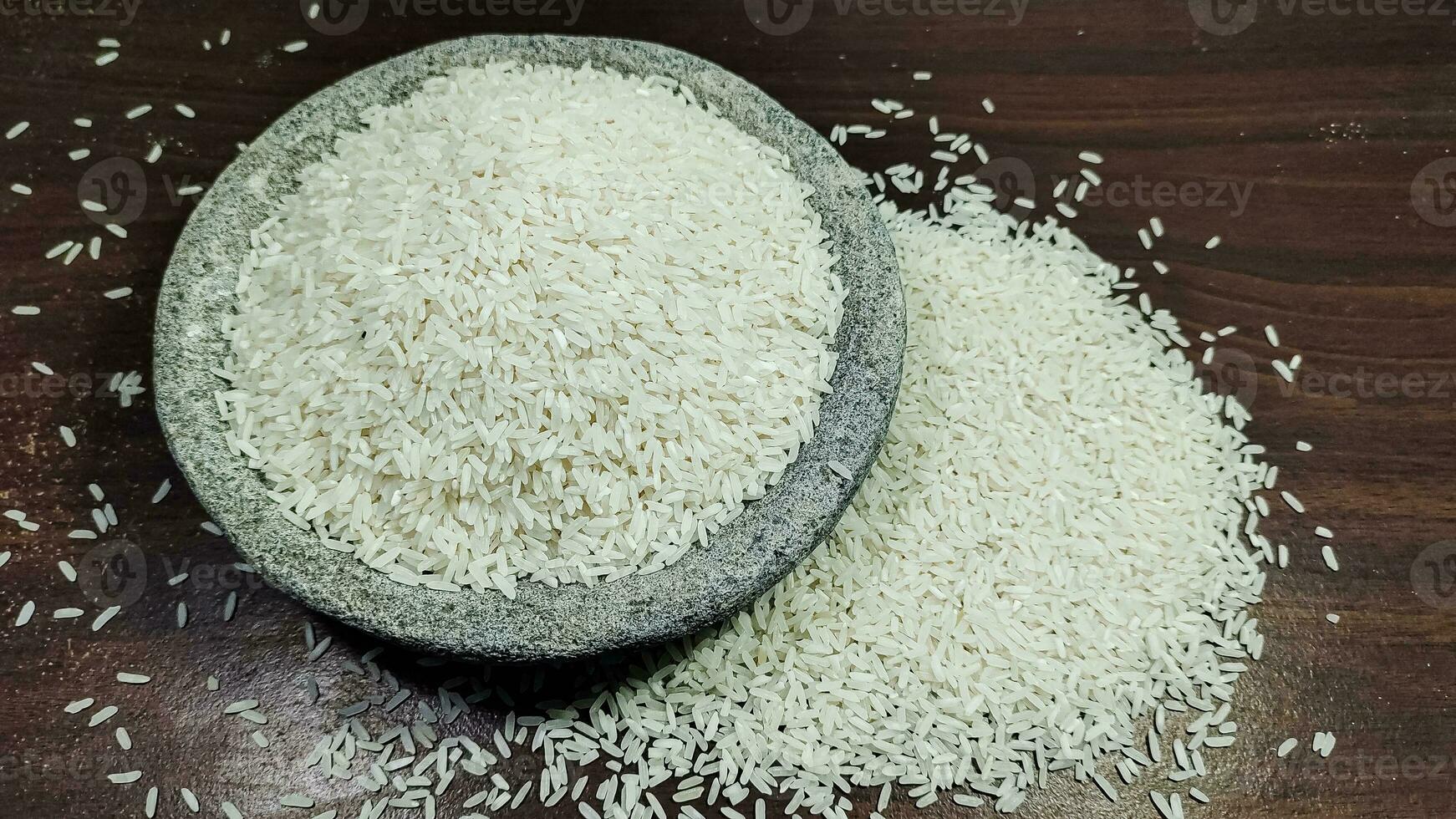 Rice and two eggs photo