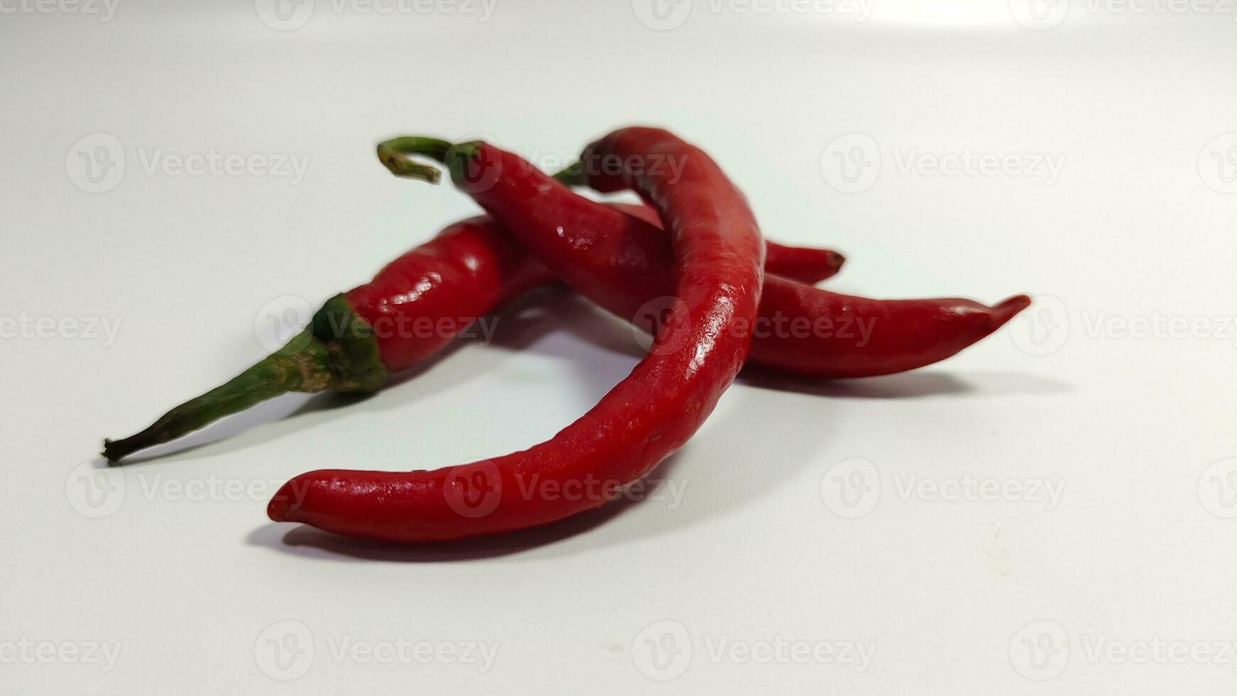Big red chilies are fresh and spicy photo
