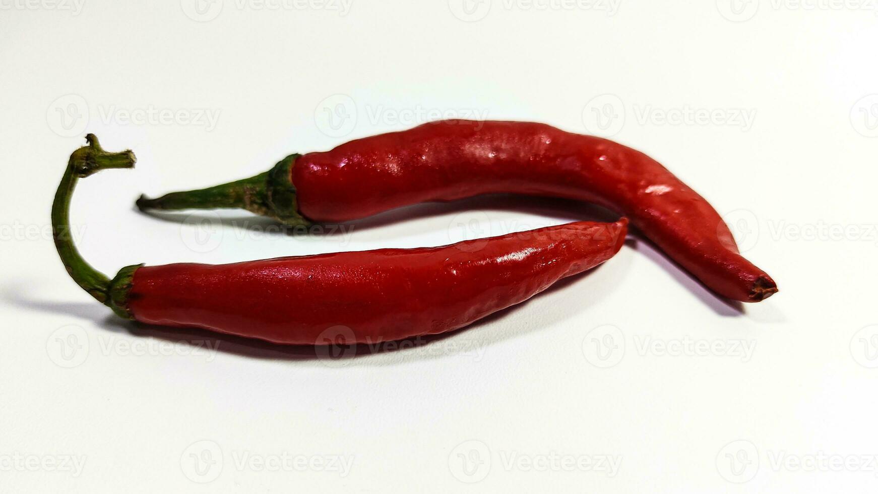Big red chilies are fresh and spicy photo
