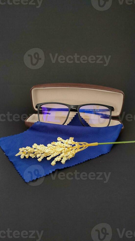 Black background glasses photo