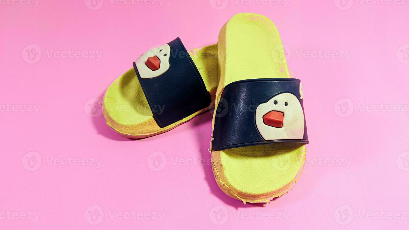 Cute yellow children's sandals photo