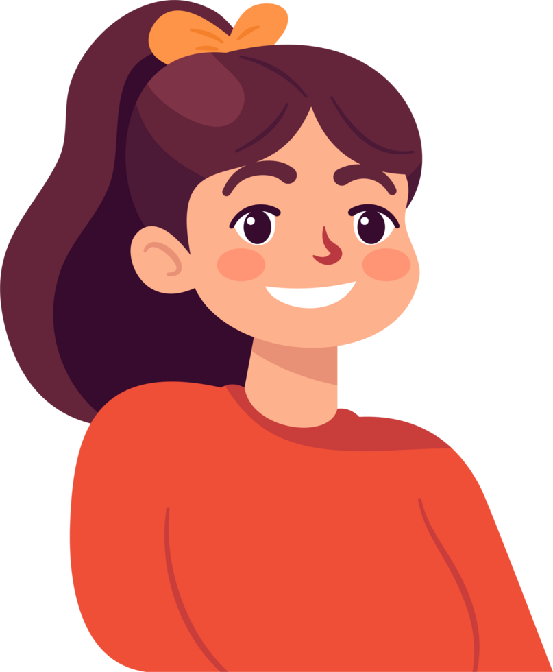 The young woman is smiling happily. Flat Style Cartoon Illustration. png