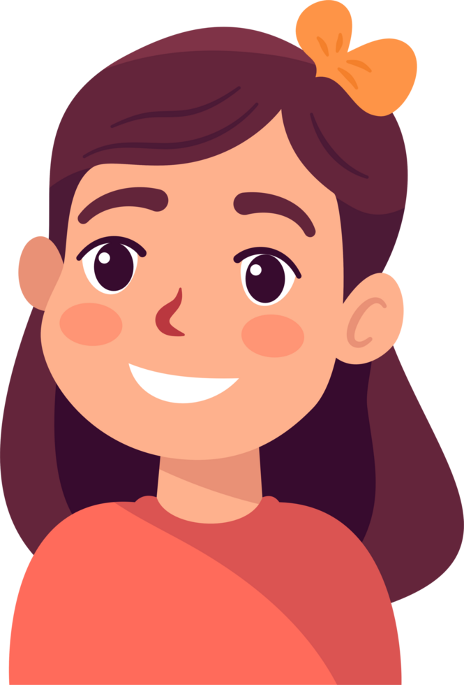 The young woman is smiling happily. Flat Style Cartoon Illustration. png