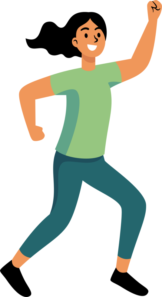 il allegro salutare persone correre per esercizio felicemente con grande sorrisi. piatto stile cartone animato illustrazione. png