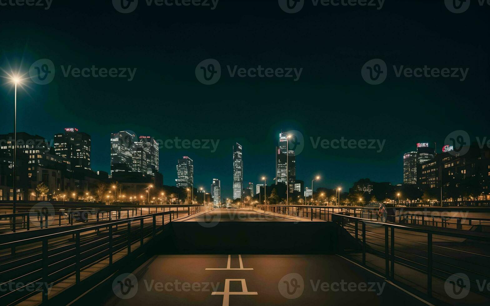 AI generated Urban Serenity Night Lights and Architectural Beauty ai generated photo