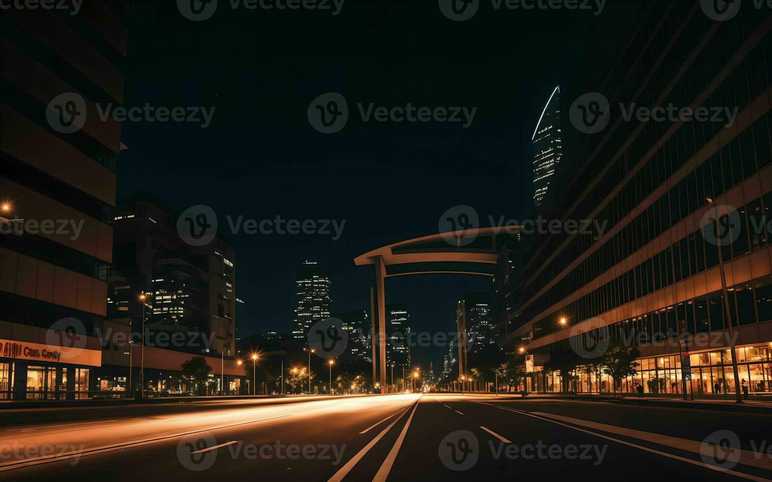 AI generated Urban Serenity Night Lights and Architectural Beauty ai generated photo