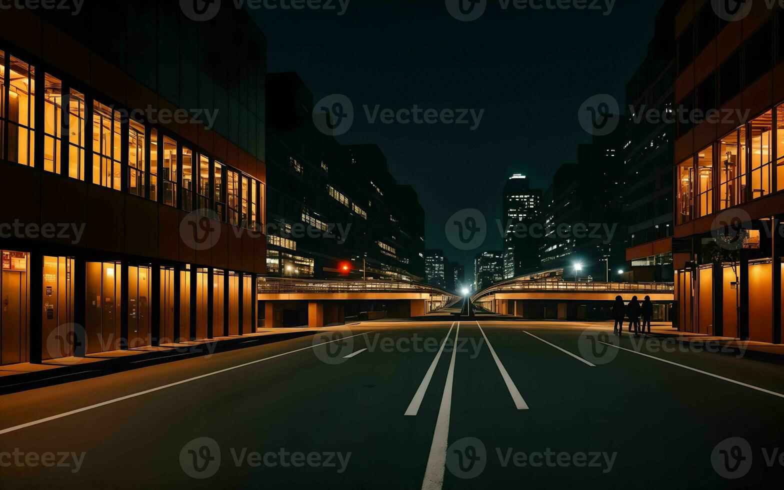 AI generated Urban Serenity Night Lights and Architectural Beauty ai generated photo