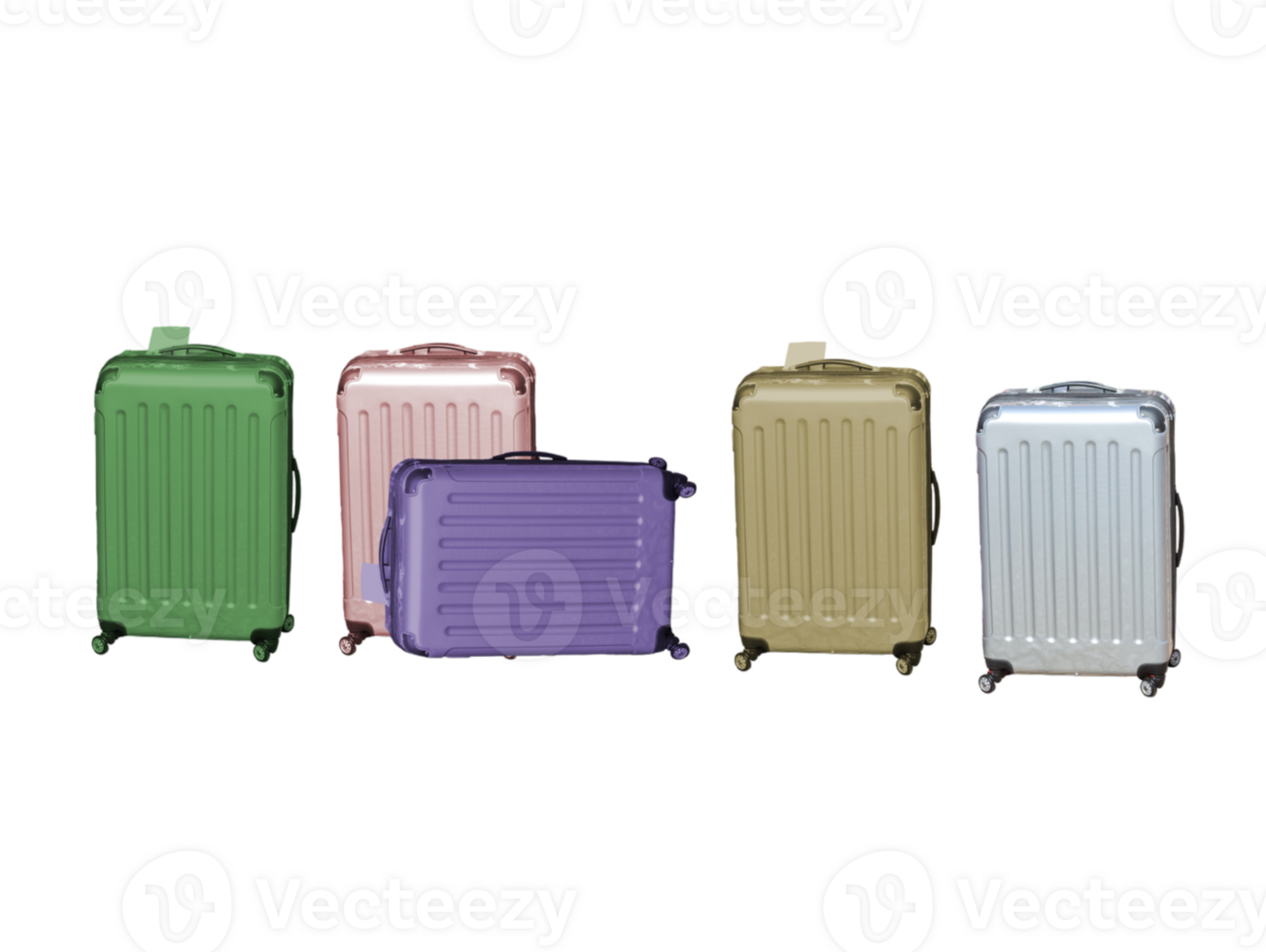 Suitcases and travel trolleys in different colors- png