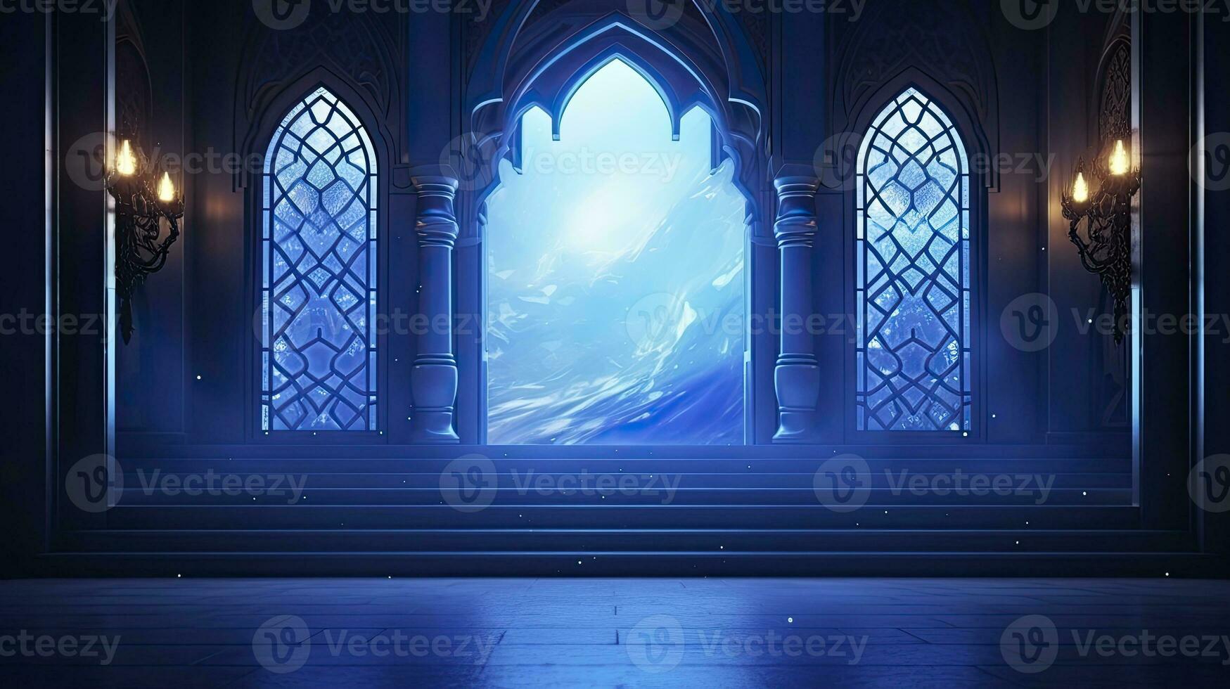 AI generated Seamless Arabic Mosque Decorative Pattern on White photo