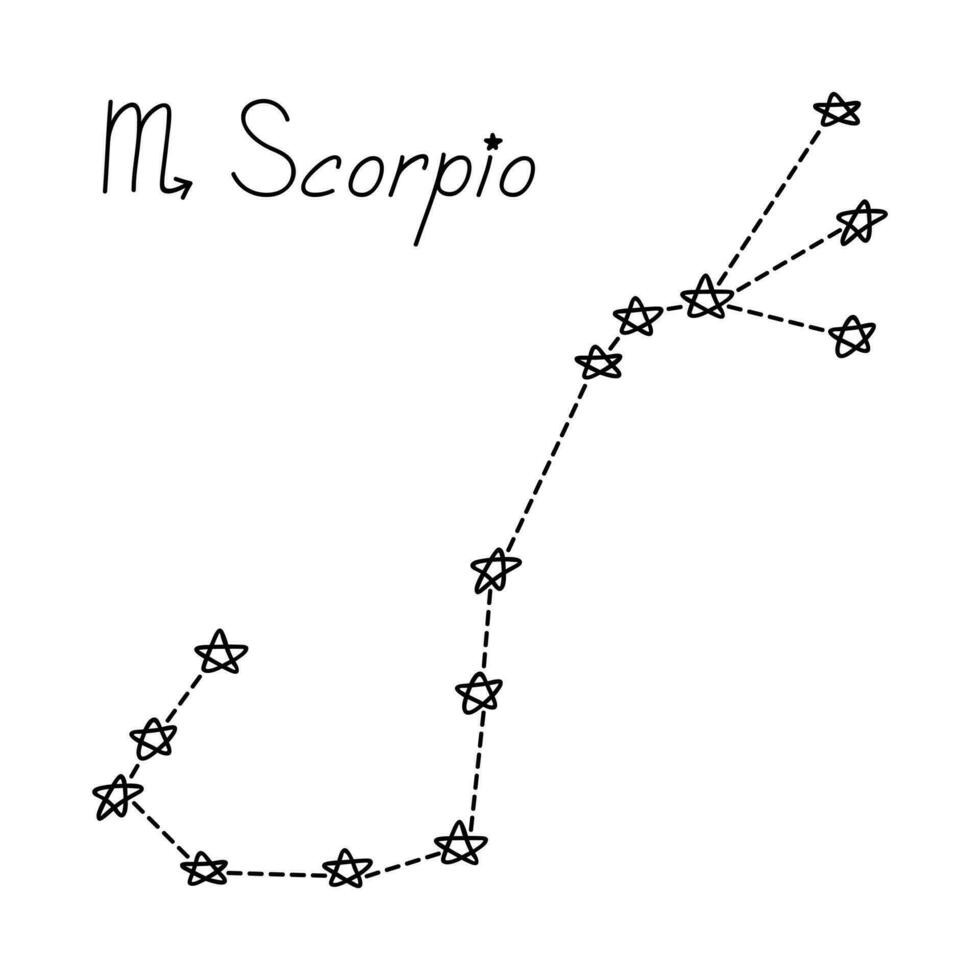 dibujado a mano escorpio signo del zodiaco símbolo esotérico garabato astrología elemento de imágenes prediseñadas para el diseño vector