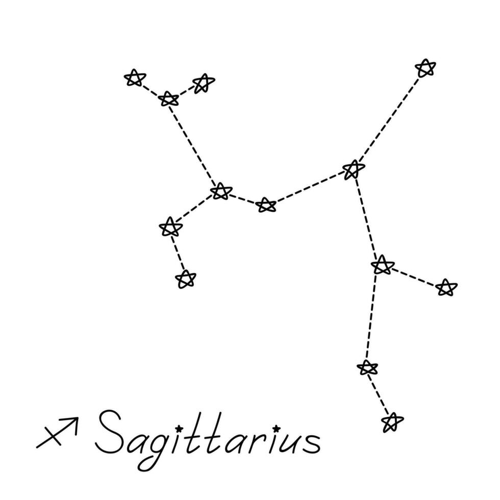 Hand drawn sagittarius zodiac sign Esoteric symbol doodle Astrology clipart Element for design vector