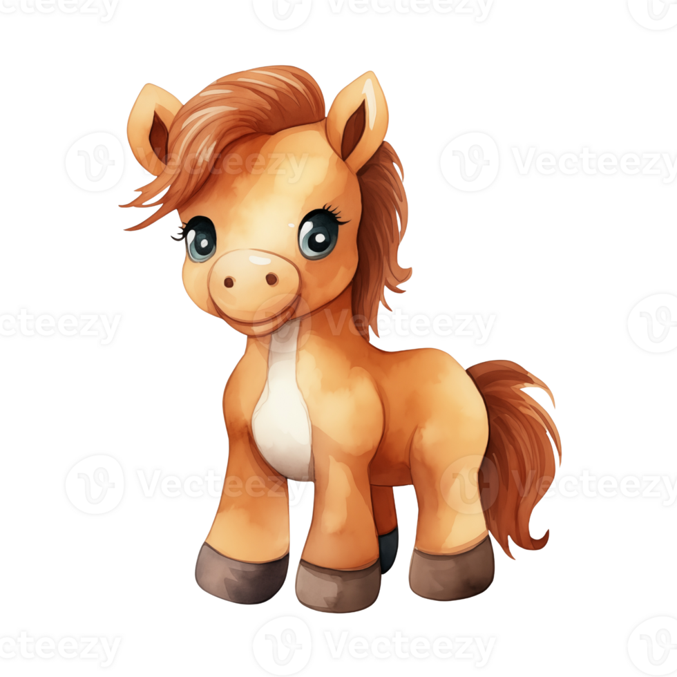AI generated Horse Watercolor Illustration on Isolated Background.Created with Generative AI technology. png