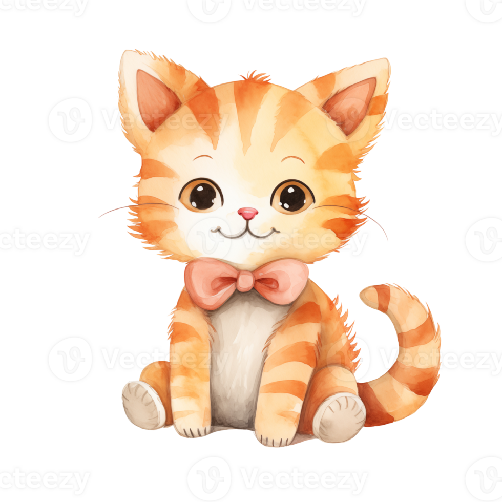 AI generated Cat Watercolor Illustration on Isolated Background.Created with Generative AI technology. png