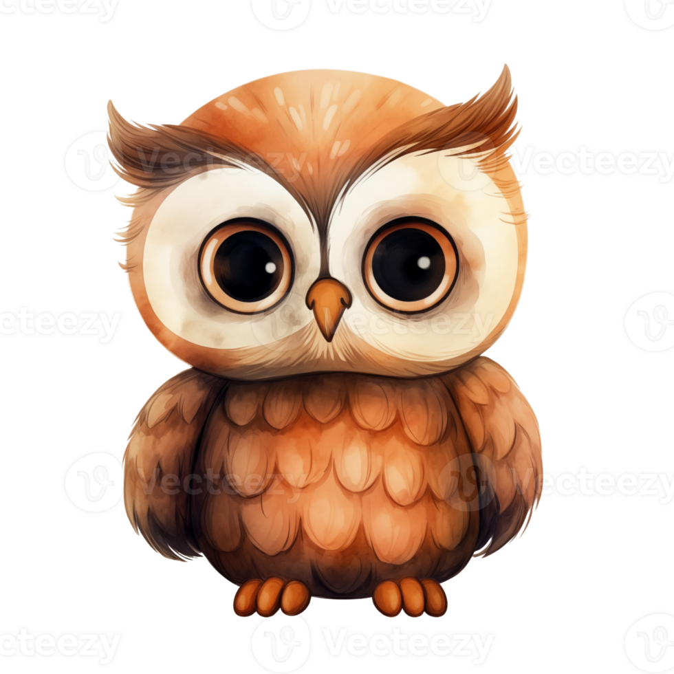 AI generated Owls Watercolor Illustration on Isolated Background.Created with Generative AI technology. png