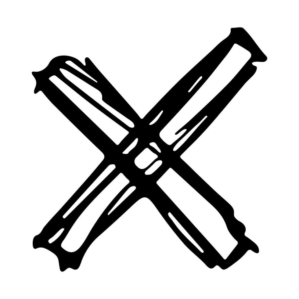 Hand drawn cross mark illustration. Marker wrong sign clipart. Ink scribble checkbox. Single element vector