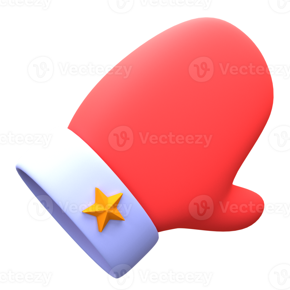 3d illustration of winter glove object. 3D creative Christmas design icon. 3D Rendering. png