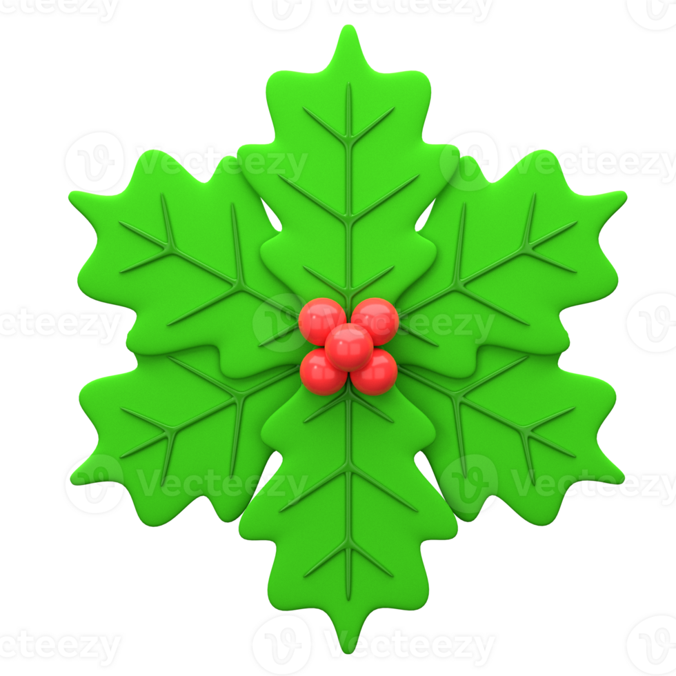 3d illustration mistletoe object. 3D creative Christmas design icon. 3D Rendering. png