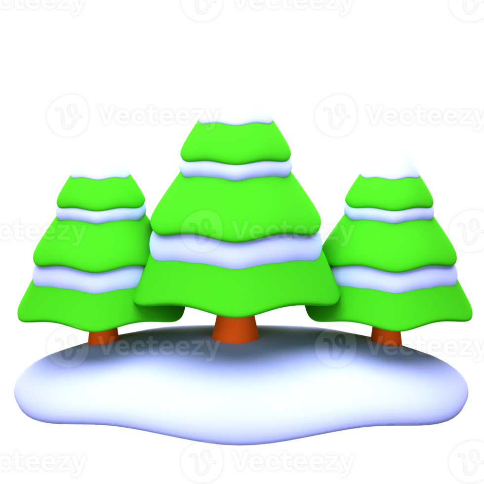 3d illustration pine tree object. 3D creative Christmas design icon. 3D Rendering. png
