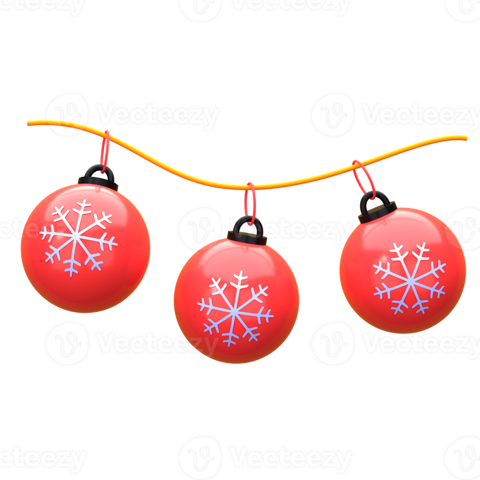 3d ilustração Natal bola decoração objeto. 3d criativo Natal Projeto ícone. 3d Renderização. png