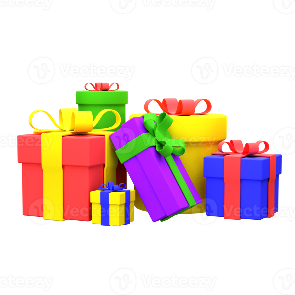 3d illustration gift boxes object. 3D creative Christmas design icon. 3D Rendering. png