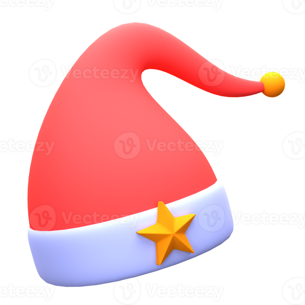 3d illustration christmas hat object. 3D creative Christmas design icon. 3D Rendering. png