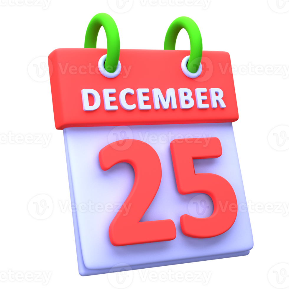 3d illustration 25 december object. 3D creative Christmas design icon. 3D Rendering. png