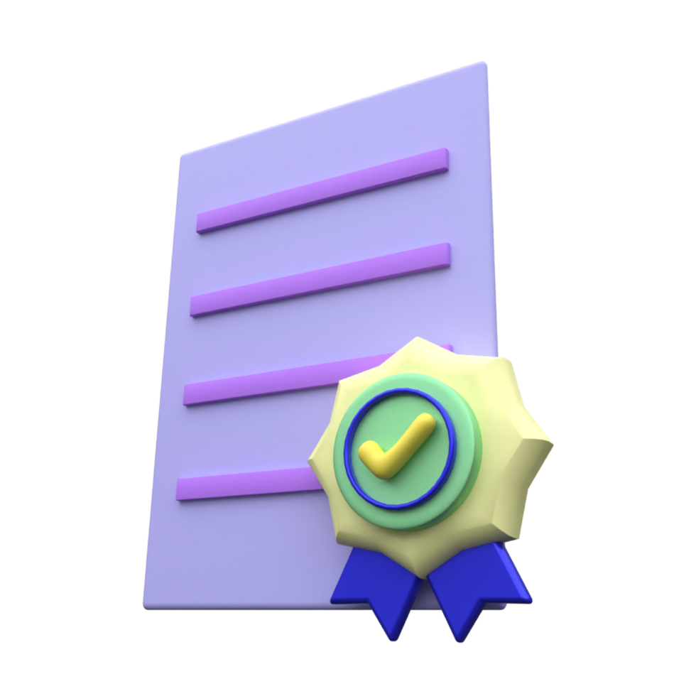 unique 3d render certificate icon illustration.Realistic vector illustration. png