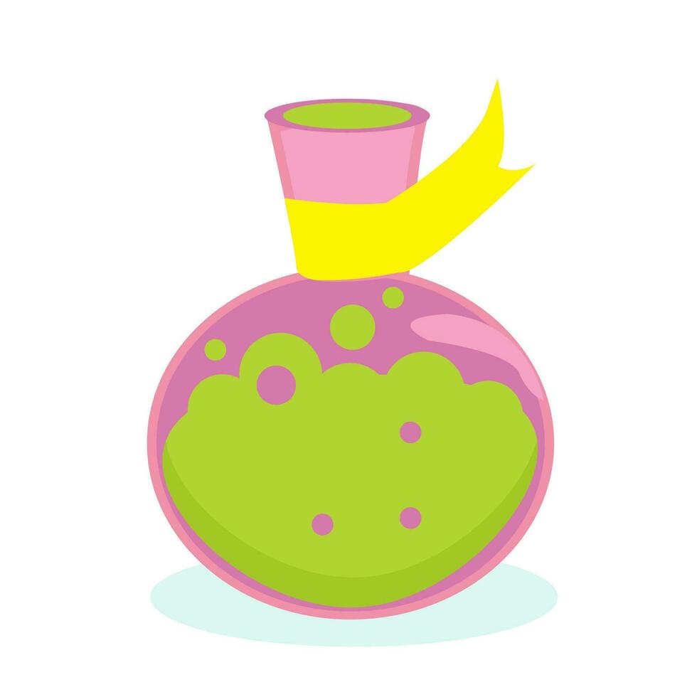 Vector magic object.Flask with magic potion flat illustration.