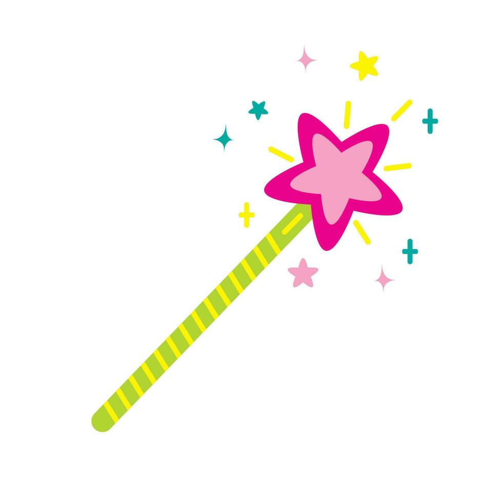 Magic wand vector flat illustration.