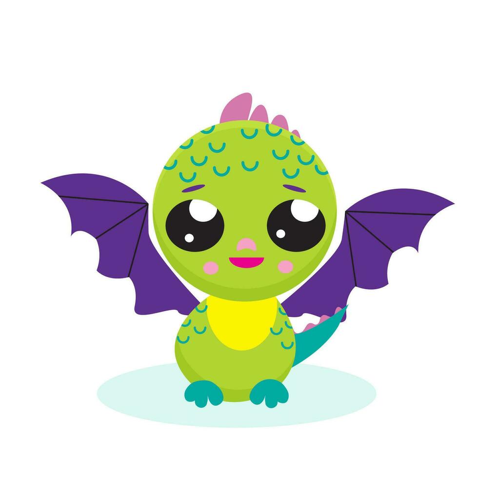 Cute vector flat Halloween character. Baby dragon.