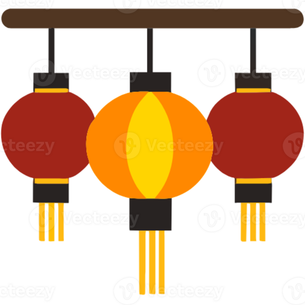 AI generated Chinese lanterns hanging down png
