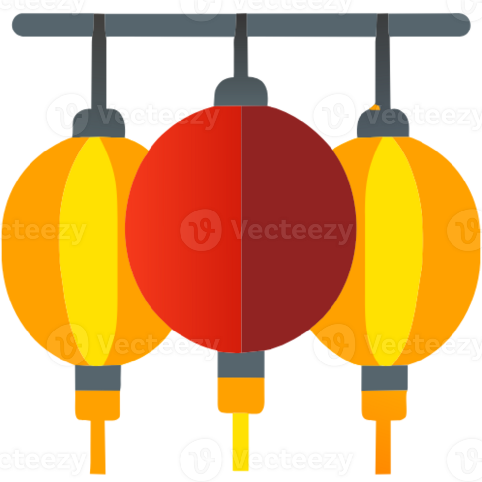 AI generated Chinese lanterns hanging down png