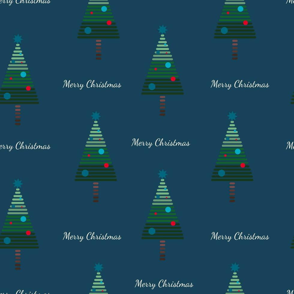 the seamless christmas pattern with stylized Christmas tree on the blue background vector