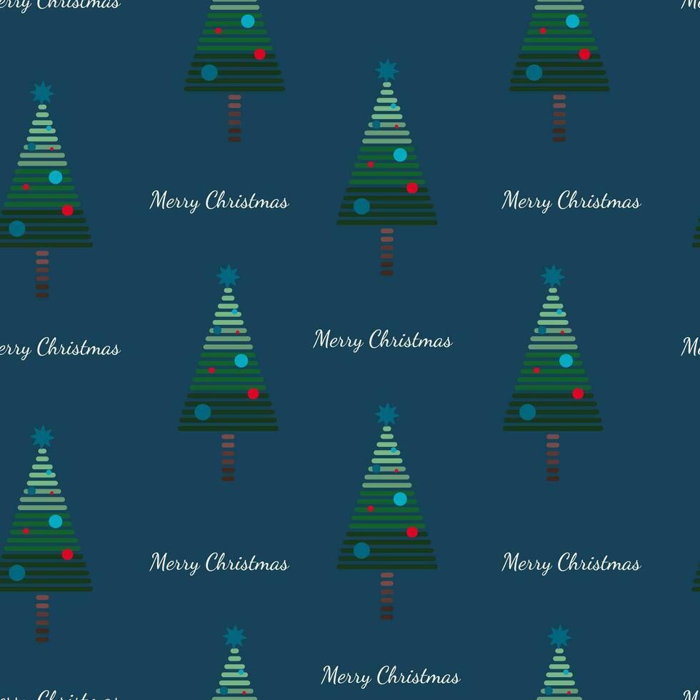 the seamless christmas pattern with stylized Christmas tree on the blue background vector