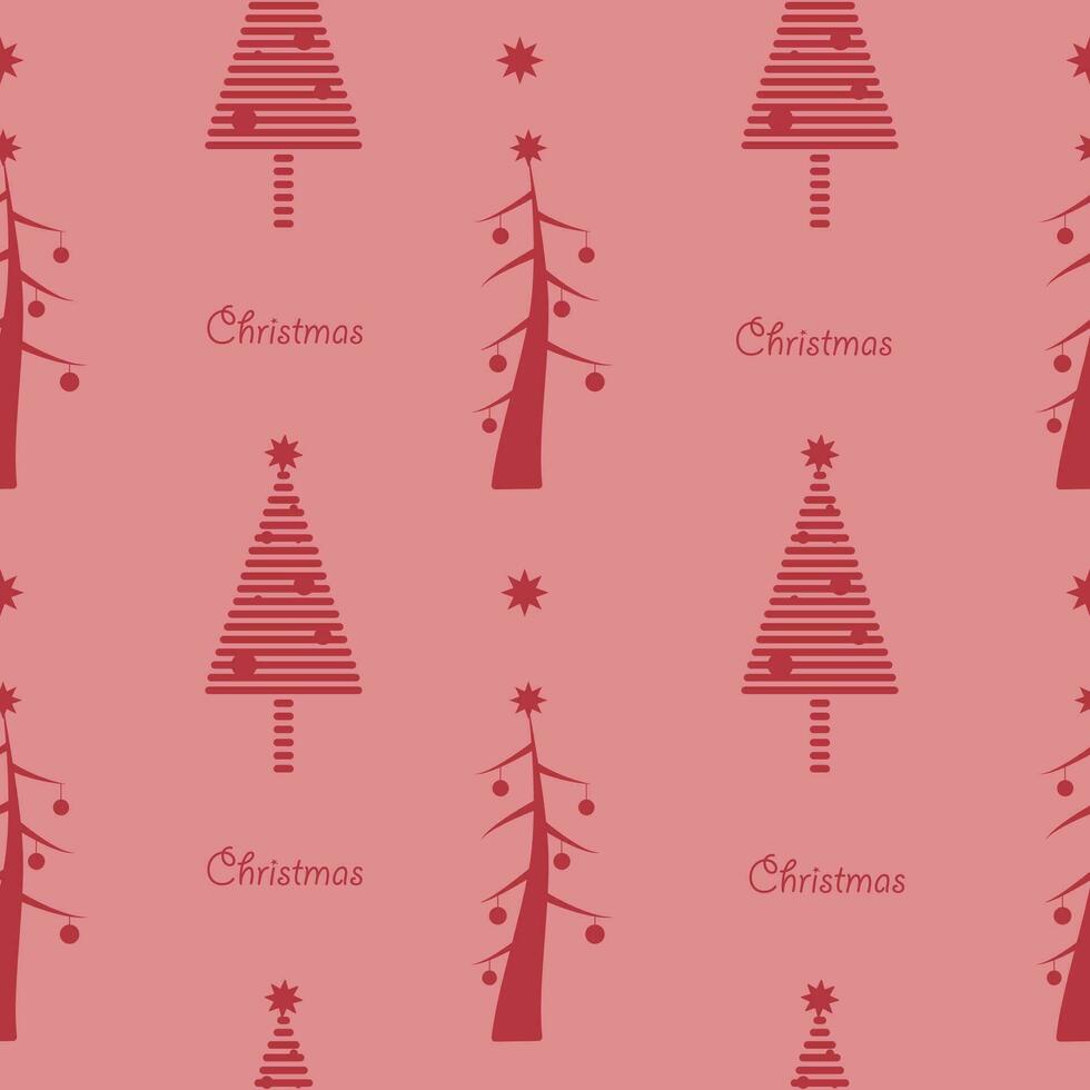 el interesante sencillo sin costura Navidad modelo con abetos en el rosado antecedentes vector