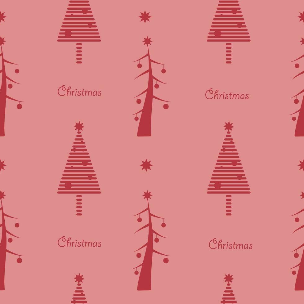 The interesting simple seamless xmas pattern with fir-trees on the pink background vector