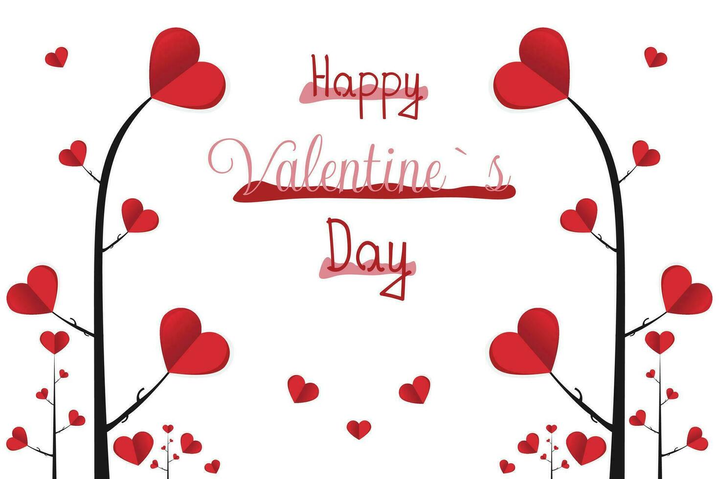 14 february, happy valentine day creative love composition of the hearts, papercraft vector