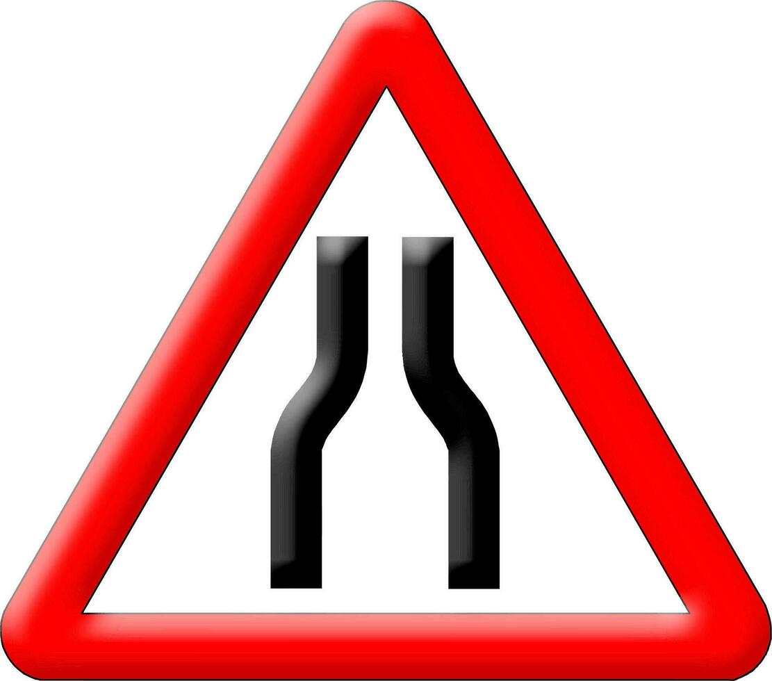 Road narrows traffic sign vector illustration