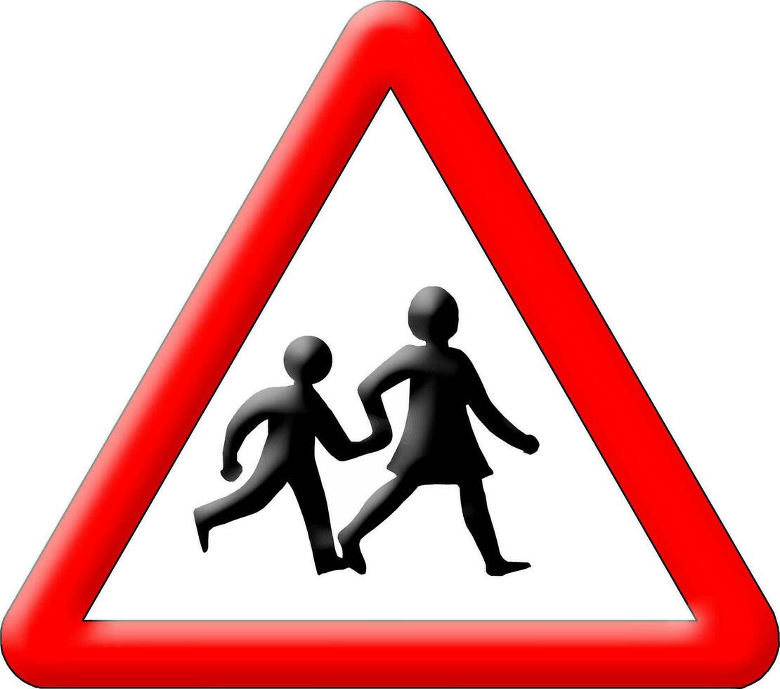 Schoolchildren crossing traffic sign vector illustration