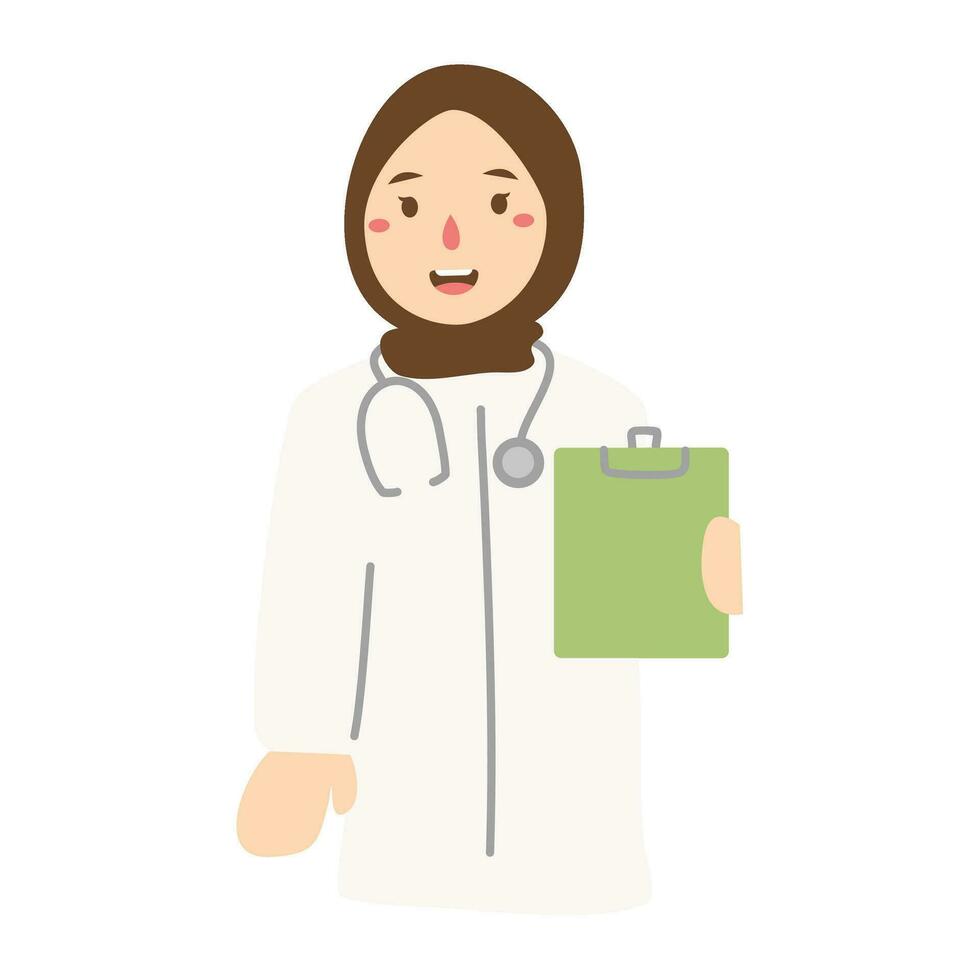 Doctor pointing at clipboard illustration vector